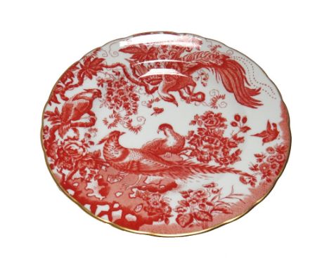 A Royal Crown Derby porcelain part dinner and coffee service decorated in the 'Red Aves' pattern, comprising; twelve dinner p