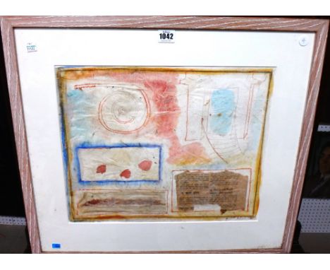 Graça Pereira Coutinho (b.1949), Drawing (Indian Series III), mixed media on paper, signed and dated 1988, 34cm x 42cm. DDS  