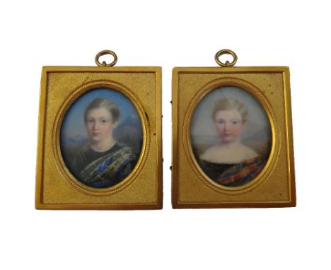 Attributed to Kenneth Macleay (1802-1878) British, a pair of portrait miniatures on ivory of Edward Barrington Purvis Kelso (