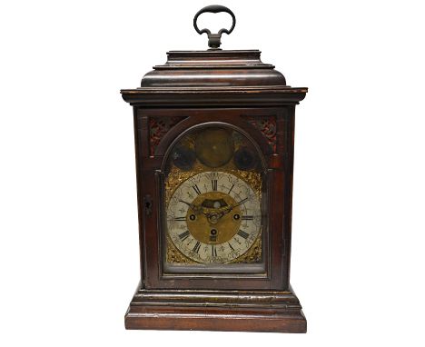 A mahogany cased mantel clock, 18th century and later, the gilt metal embellished dial plate bearing maker's plaque for Richa