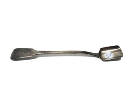 A George IV silver fiddle pattern cheese scoop, London 1822, crest engraved, weight 95 gms.   