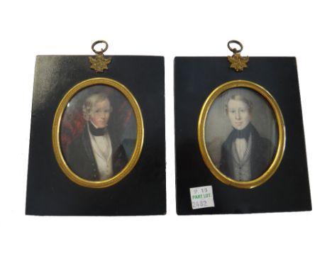 An early 19th century English School pair of portrait miniatures on ivory of James Murray - 'sailed for India - March 1835' w