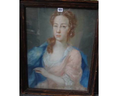 French Canadian School (early 18th century), Portrait of a lady, pastel, 57cm x 44cm.