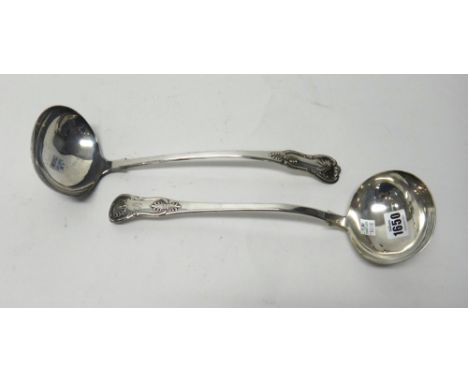 A Scottish Silver single struck shell pattern soup ladle, Edinburgh 1839, weight 244 gms and a plated King's pattern soup lad