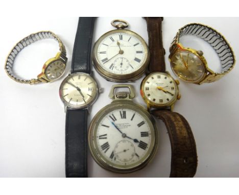 A gentleman's silver cased, openfaced pocket watch, Birmingham 1902, a base metal cased keyless wind, openfaced Winegartens p