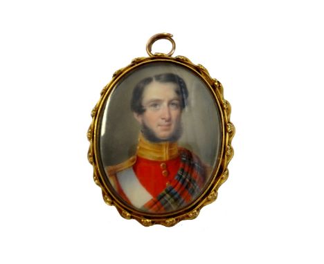 Early 19th century, Scottish School, attributed to John Jules Nimmo (b. 1830), portrait miniature on ivory of an officer with