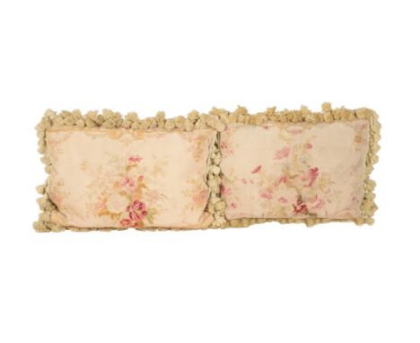 TWO CUSHIONSOF RECENT MANUFACTUREEach incorporating an antique French fabric panel to one side58 X 44 and 63 x 47cm respectiv