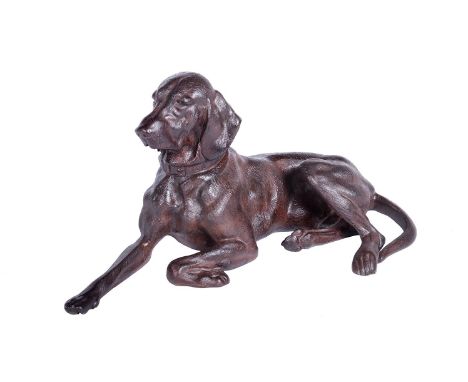 AFTER NIKOLAI LIBERICH (1828 - 1883): A RUSSIAN CAST IRON (KASLI FOUNDRY) MODEL OF A RECUMBENT HOUNDPOSSIBLY FIRST HALF 20TH 