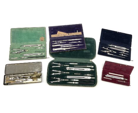 Negretti &amp; Zambra drawing instrument set, the ruler with manuscript name 'F/Sgt. F. Hamilton R.A.F. 194(?)', cased; four 