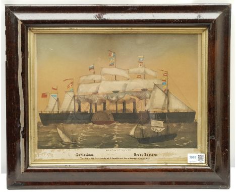 'Leviathan' - Portrait of SS Great Eastern, 19th century hand-coloured lithograph 29cm x 38cmClick here to view further image