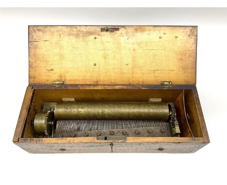 Mid-19th century musical box, the key wind movement inscribed twice 'BB' (Behrens Blumberg et Cie Sole Agents for LeCoultre) 