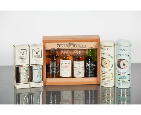 8 ASSORTED SINGLE MALT MINIATURES
Included are: Balmenach 1973 Connoisseurs Choice(40% vol, hsf, in carton); Rosebank 1988 Co