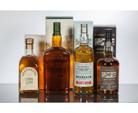 LONGMORN 15 YEAR  OLD
Single Highland Malt Whisky. Seagram Australia export. 700ml, 45% volume, in carton.
BENRIACH 10 YEAR O