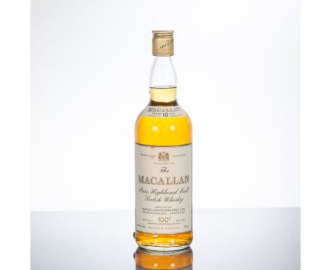 THE MACALLAN 10 YEAR OLD 100° PROOF
Pure Highland Malt Scotch Whisky, bottled by Gordon & MacPhail. 26 2/3 fl oz/75cl, 100° P