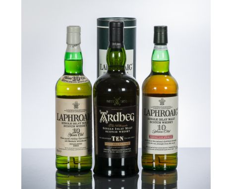 LAPHROAIG 10 YEAR OLD ORIGINAL CASK STRENGTH 
Single Islay malt Whisky. 70cl, 57.3% volume, in tube. 
LAPHROAIG 10 YEAR OLD 
