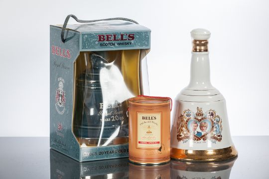 Image of bells whisky decanters the royal wedding 1981