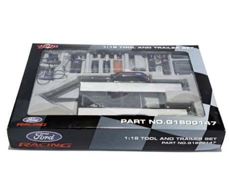 GMP Ford Racing 1:!8 Tool and Trailer Set, Part No. G1800147. Although unchecked for completeness, condition generally appear