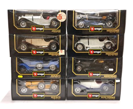 Bburago, a boxed 1:18 scale classic car group, to include Alfa Romeo 2300 Spider (1932), Mercedes Benz 500k Roadster (1936), 