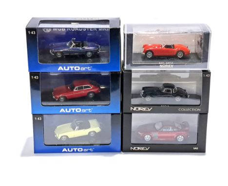 Auto Art &amp; Norev, a boxed 1:43 scale group, to include Auto Art 56612 MGB Roadster MKII 1969, Norev MG XPower SV-R, and o