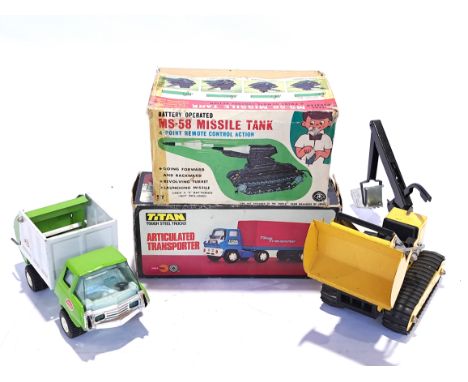 Marx Toys, Masudaya &amp; Tonka, a boxed and unboxed mixed group, to include Marx Toys Titan Articulated Truck, Masudaya Batt