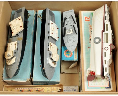 Plastic model boats x four including: Penguin Avon; Scalex boats Torpedo boat, Victory industries R.A.F Vosper x two; also in
