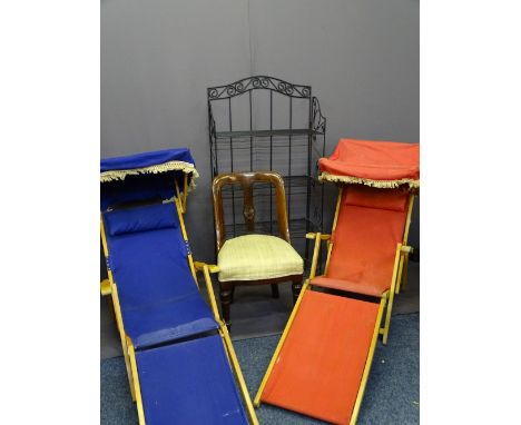 VINTAGE &amp; LATER FURNITURE PARCEL to include a Victorian mahogany curved back side chair on brown pot front castors, two v