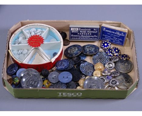 GILT &amp; COBALT BLUE ENAMEL BUTTONS and others, a collection