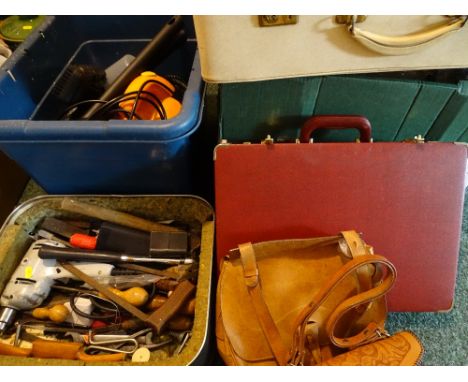 LUGGAGE &amp; TOOLS to include three items of luggage and a parcel of mixed tools including a small cylinder vacuum cleaner 