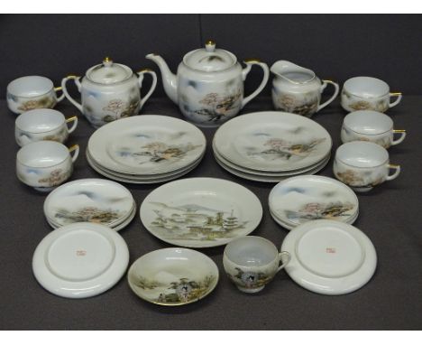 ORIENTAL EGG SHELL CHINA TEAWARE, a parcel including teapot, sugar basin, cream jug ETC