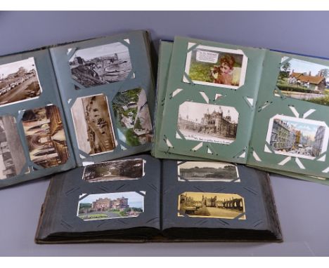 VINTAGE POSTCARDS COLLECTION, three albums, four hundred and fifty plus postcards, mainly if not all UK to include early vill