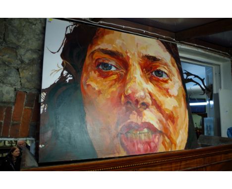 English School, portrait of a lady, oil on canvas, 117 x 142.5cm, unframed.