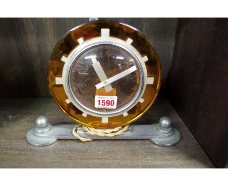 An Art Deco Ferranti electric mantel clock, 26cm wide.