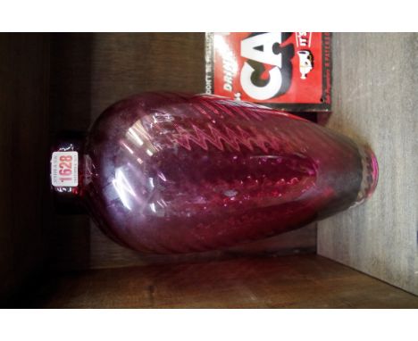 A Tiffany & Co ruby glass vase, 34.5cm high.