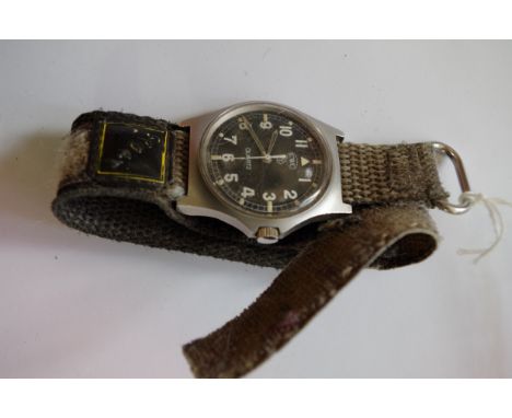 A vintage CWC G10 quartz military wristwatch, having broad arrow mark to reverse and numbered W10/6645-99, 5415317, 32609, 84
