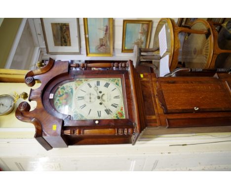 An early 19th century oak and mahogany eight day longcase clock, 12in painted arched dial inscribed 'Bothamley, Boston', 206c