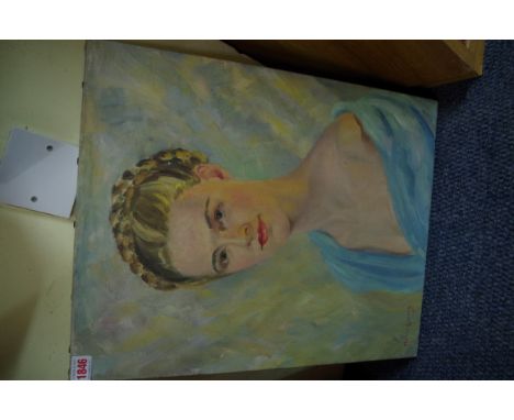 Maurice Codner, head and shoulders portrait of a young woman, signed and dated 1950, oil on canvas, 51 x 41cm, unframed.