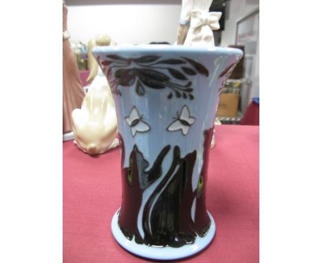 A Moorcroft Pottery Vase, in the Lucky Black Cat design by Paul Hilditch, numbered edition 476, shape 158/6, impressed and pa