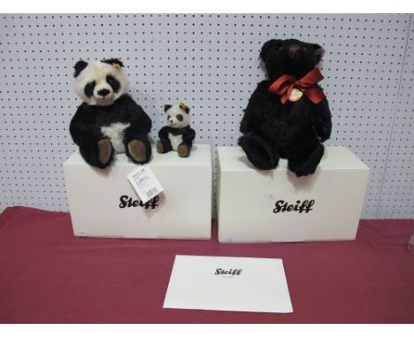 Two Boxed Modern Steiff (Danbury Mint) Bears, Panda Bear (mother and cub), Joshua Teddy Bear, certificated No. 1941.