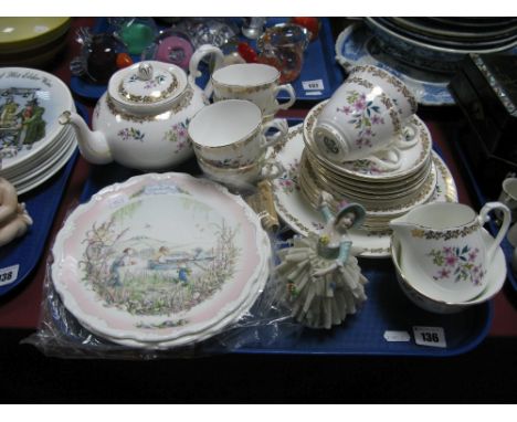 A Royal Grafton China Tea Service, twenty-one pieces including teapot; three Royal Doulton 'Wind in the Willows' plates; Pool