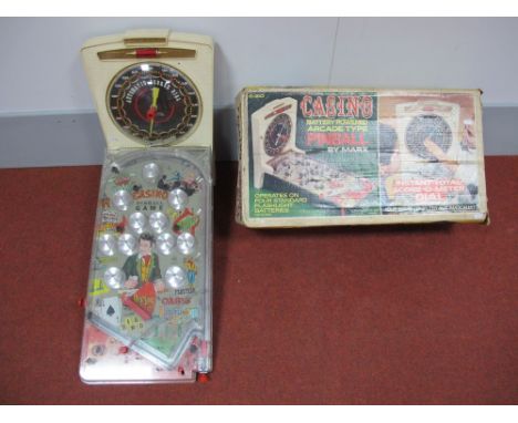 A Marx Toys #G-210 Casino Battery Powered Arcade Type Pinball Machine, circa 1960's plastic and perspex construction, battery