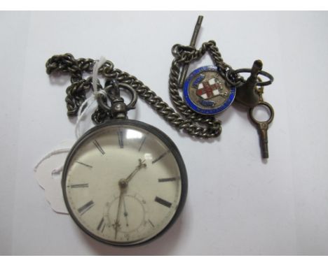 A Hallmarked Silver Cased Openface Pocketwatch, the dial with black Roman numerals and seconds subsidiary dial, the unsigned 