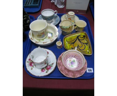 Wedgwood 'Clementine Cup and Saucer, Devon 1920's tea for two, Poole Aegean 81 quadrilateral dish, etc:- One Tray