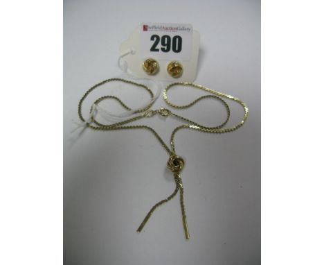A 9ct Gold Chain, with applied knot detail; together with a pair of 9ct gold stud earrings, of stylised knot design.