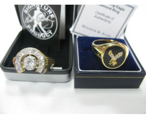 "Elvis Presley Signature Product" Gent's Dress Ring, of horseshoe design, stamped "925", boxed with certificate; "The Soaring