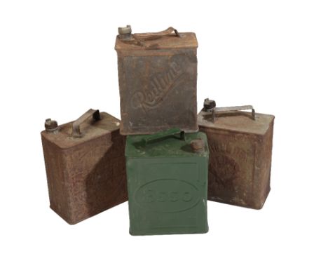 COLLECTION OF VINTAGE PETROL CANS including vintage Esso and Redline cans