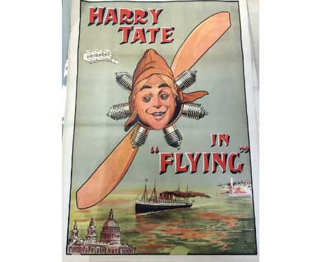 HARRY TATE REVUE POSTERS 'FLYING' c1909 Two rare original posters for his Music-hall show revue with decorative artwork belie