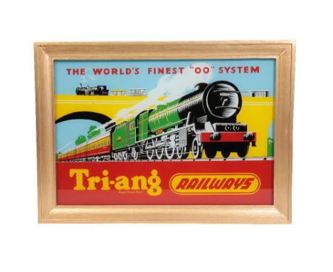 ELECTRIC TRIANG ADVERTISING SIGN WITH LIGHT UP BACK with coloured glass front panel, wall fixing attachments and extending ca