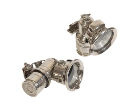 MATCHED PAIR OF CARBIDE LAMPS one bicycle lamp by P &amp; H of Birmingham, the other made by Joseph Lucas Ltd of Birmingham&n