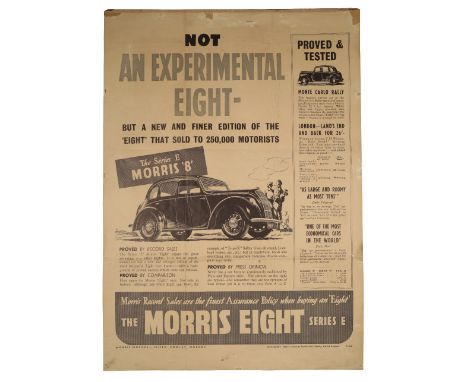 MORRIS EIGHT 'NEW E-SERIES' - original poster c1939 introducing the all new model; clear illustrative images with promotional