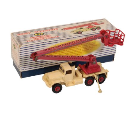 DINKY SUPERTOYS COMMERCIAL SERVICING PLATFORM VEHICLE (977) cream with red ladder and red hubs, excellent with good box